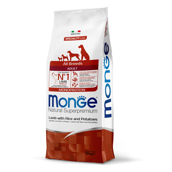 Monge All Breeds Adult Lamb with Rice and Potatoes (Dog) 🐕 12Kg