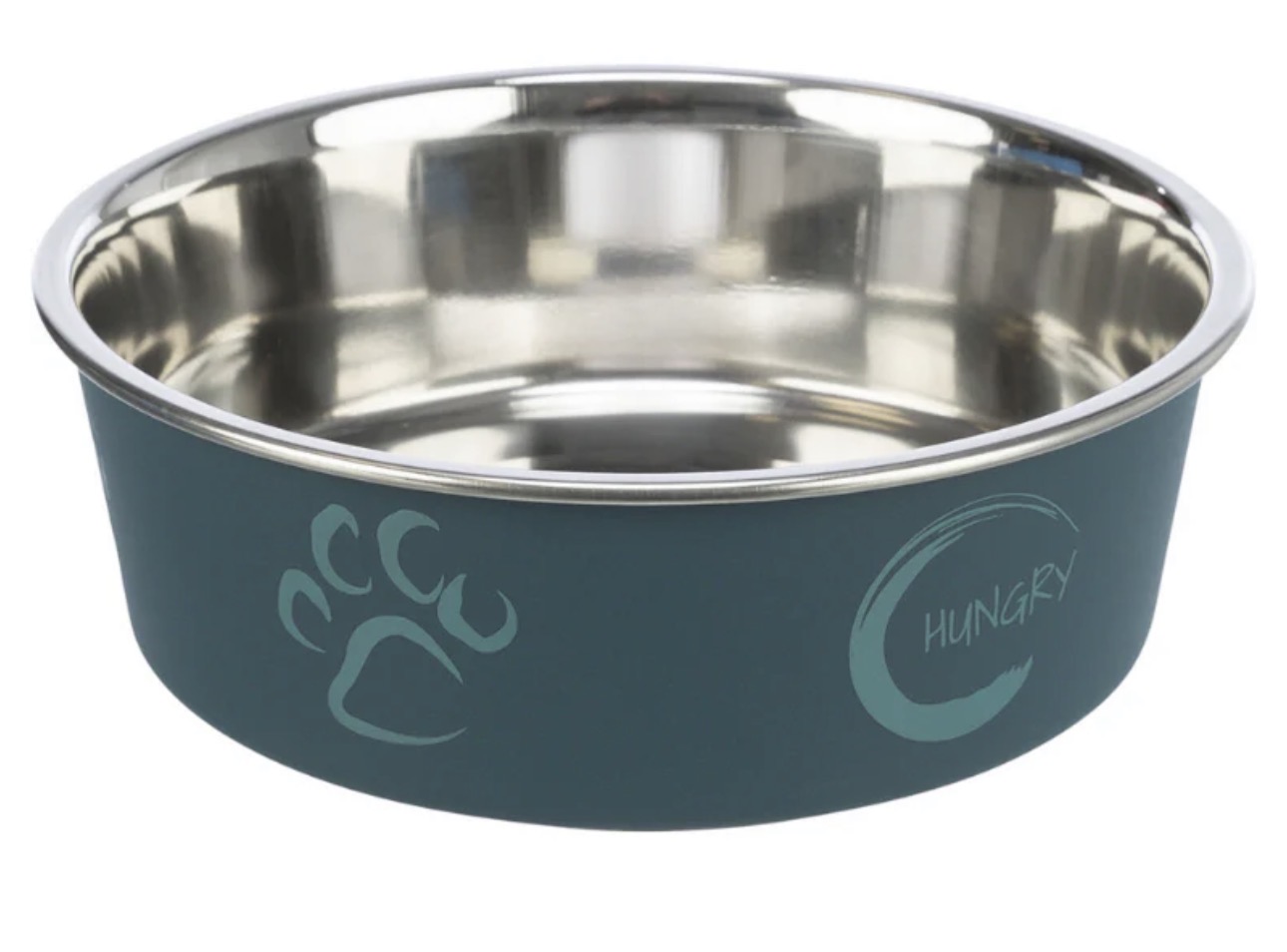 Stainless Steel Bowl, Teal, plastic coating, rubber base, non-slip