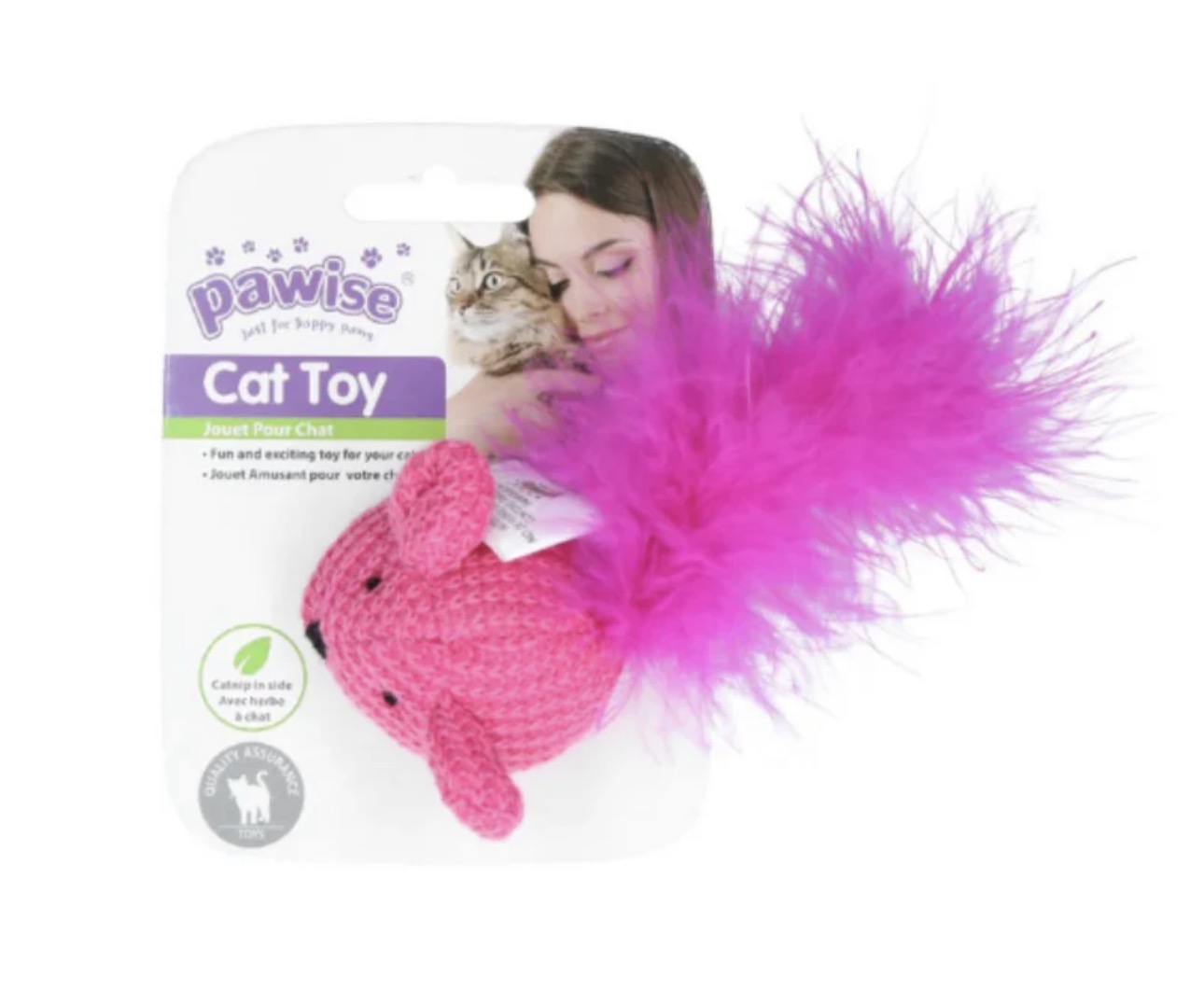 Mouse Cat Toy – Soft Knitted Plush with Feather Tail for Interactive Play